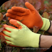 SRSAFETY 10g polyester palm coated latex rugged wear work gloves